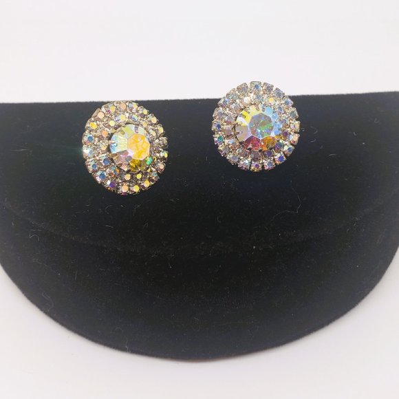 Large Iridescent Silver Cubic Zirconia Earrings - Picture 4 of 9